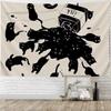 Healing Cat Wall Hanging Black Cat Peeking Out of Teacup Design Kawaii Tapestry Bedroom Living Room Feature Wall Decor Wall Mat