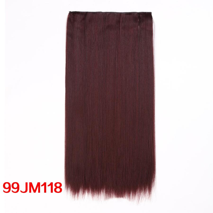 Leeons 5 Clips In Hair Extensions Synthetic Straight Heat-Resisting Fiber Clip On 24 Inch Blonde Brown Fashion Color For Women