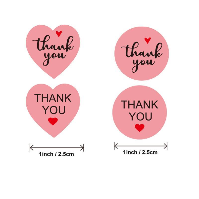 Thank You Decoration Stickers 500pcs/Roll 2.5cm Pink Bow Pattern for Envelope Sealing Craft Projects Small Retail Business Packaging