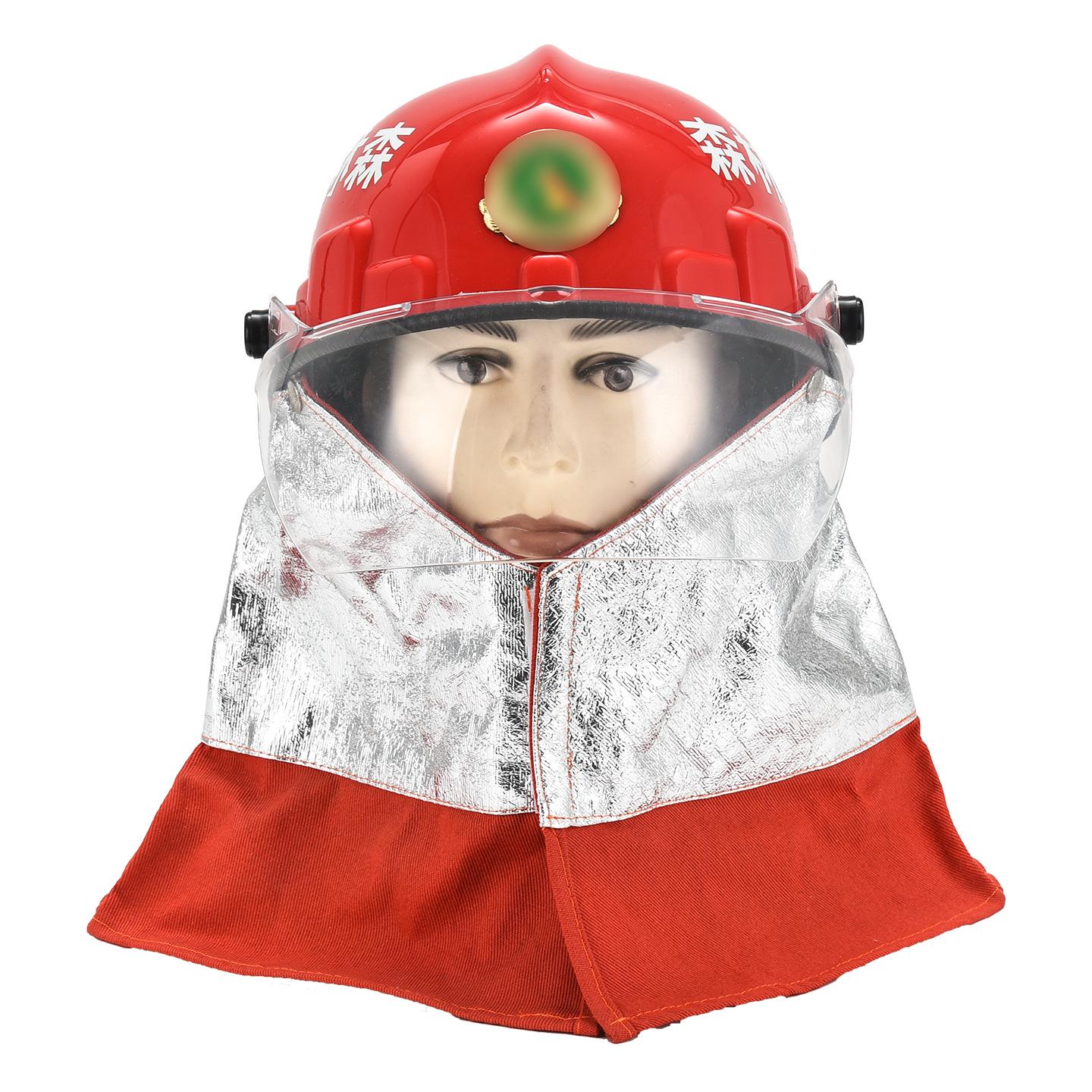 

Forest Firefighting Protective Aluminum Foil Helmet & Breathable Cape Forest Helmet червоний