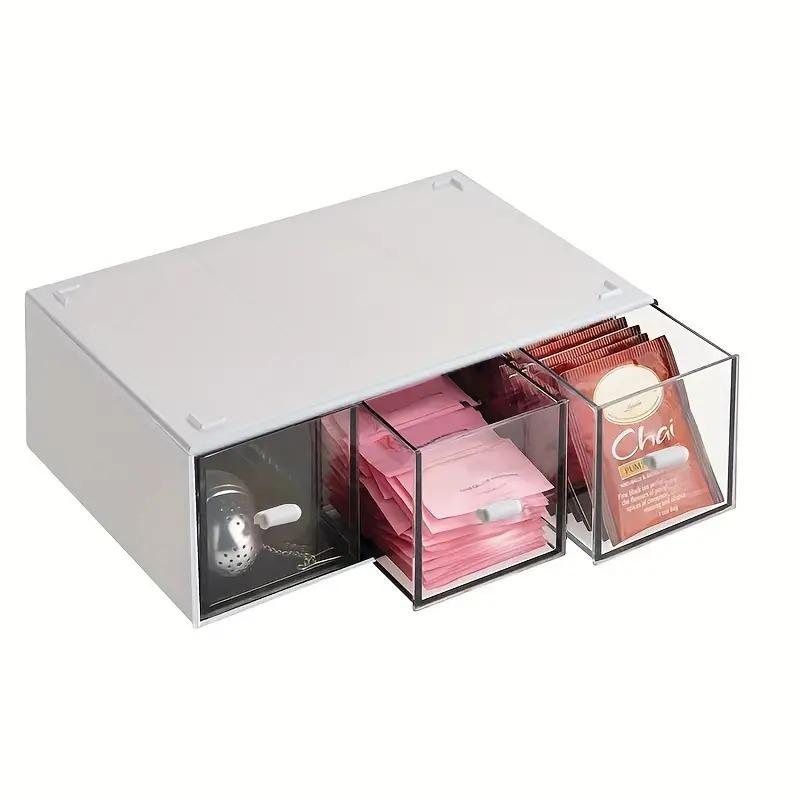 Cajón caja de almacenamiento de bolsitas de té cesta de cajón de almacenamiento de cocina caja de almacenamiento para encimera de armario suministros de almacenamiento de café té azúcar