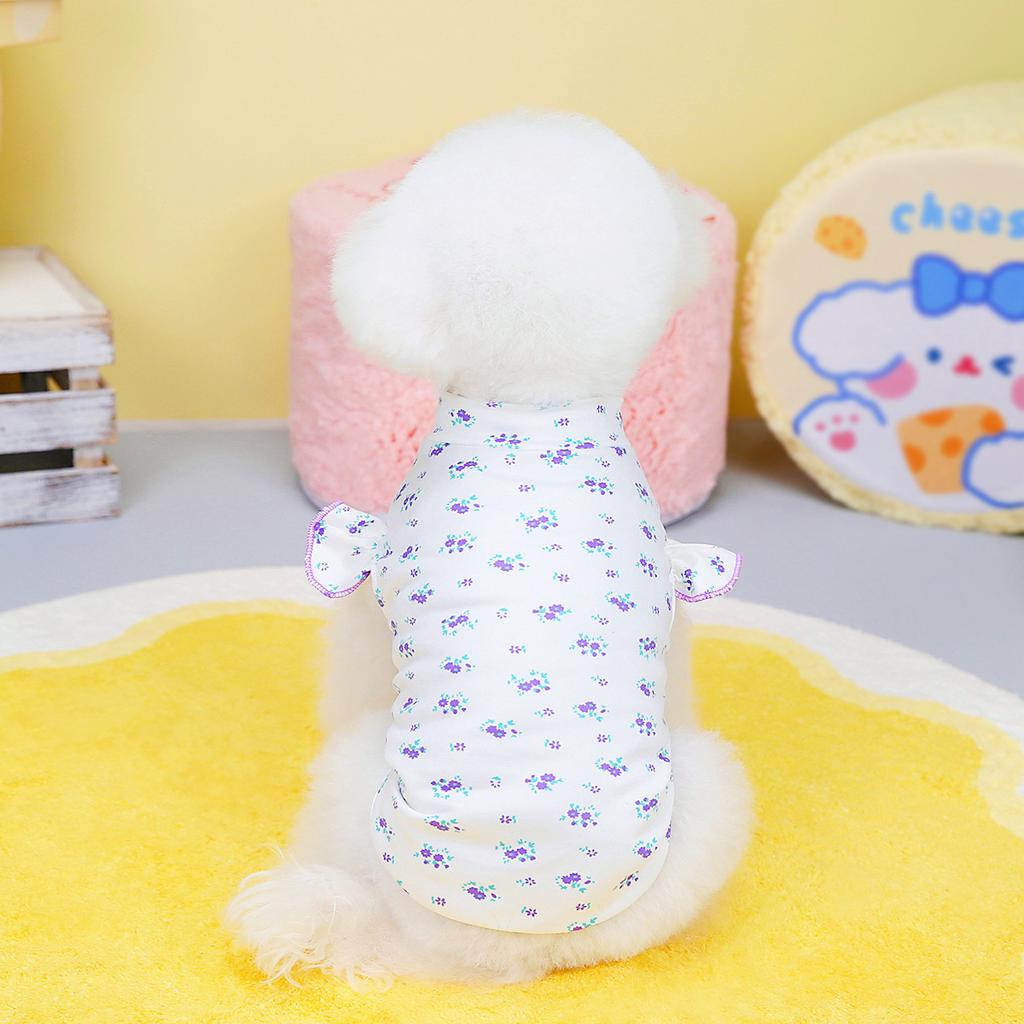Spring and Summer New Fashion Flying Sleeves Small Fresh Pet Clothing Dog Clothes Teddy Applicable Dog Clothes