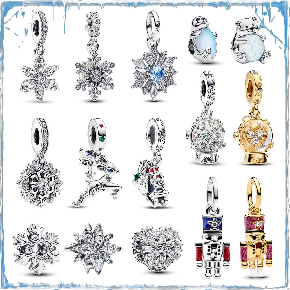 High-Quality Copper Winter Snowflake Sled Frost World Charm Fit Diy Bracelet Necklace Party Jewelry Gifts