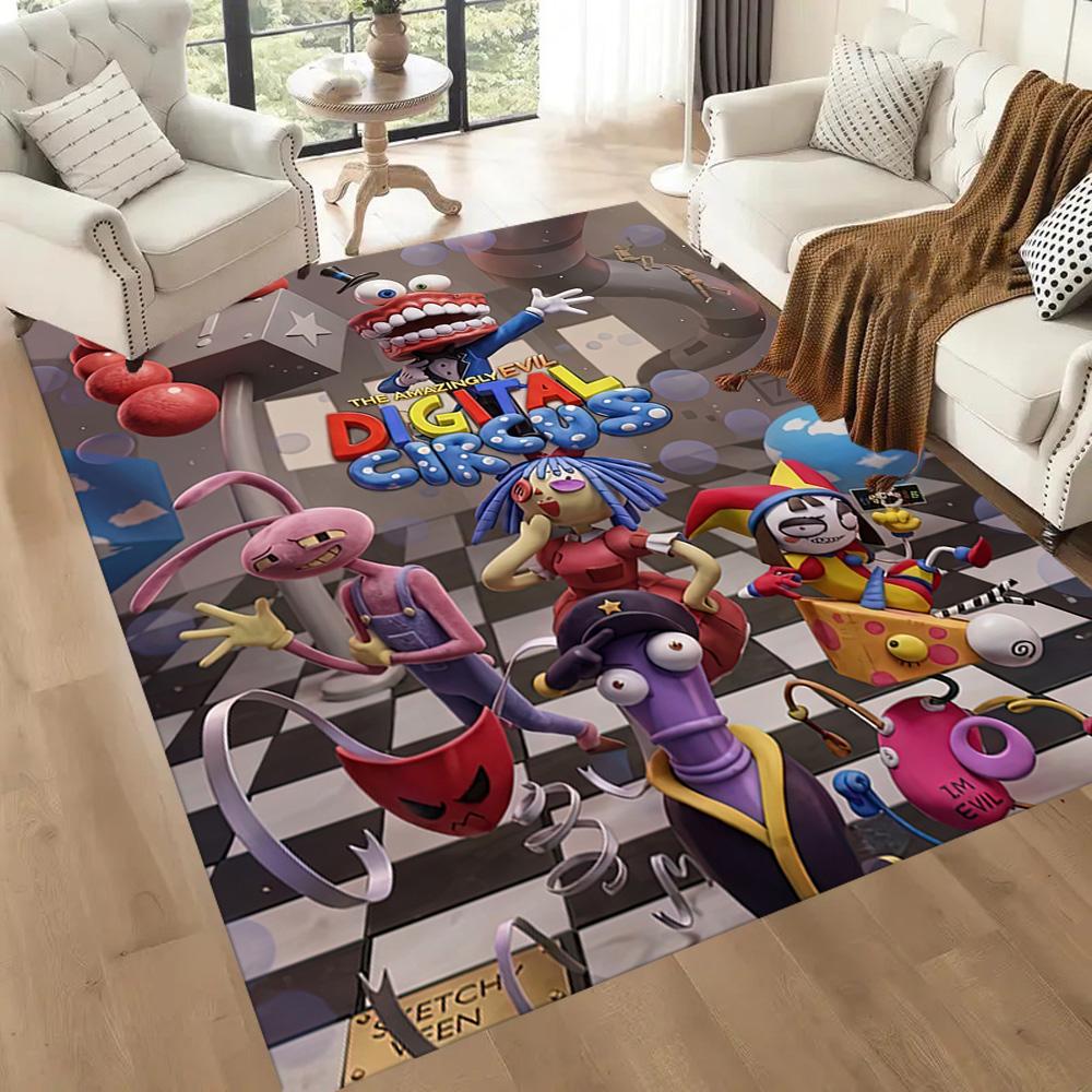 Digital Circus Floor Mat Suitable for Study Room Outdoor Dining Room Hallway Anti-slip Rug Office Home Decor