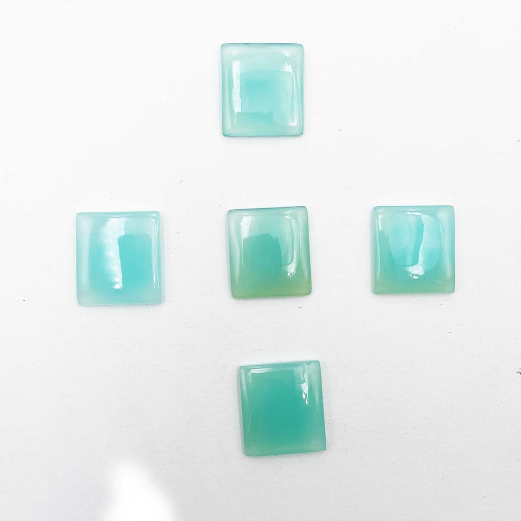 Natural Aqua Chalcedony Rectangle Cabochon Loose Gemstone Lot 10 Pcs 20*21-20*22 MM 186 CT For Jewelry Making