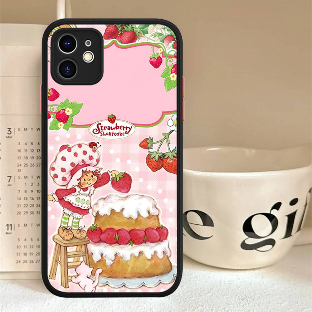 S-Strawberry-shortcake Girl For IPhone 11 12 13 14 15 16 Pro Max Plus X XS MAX Back Cover Matte Phone Case