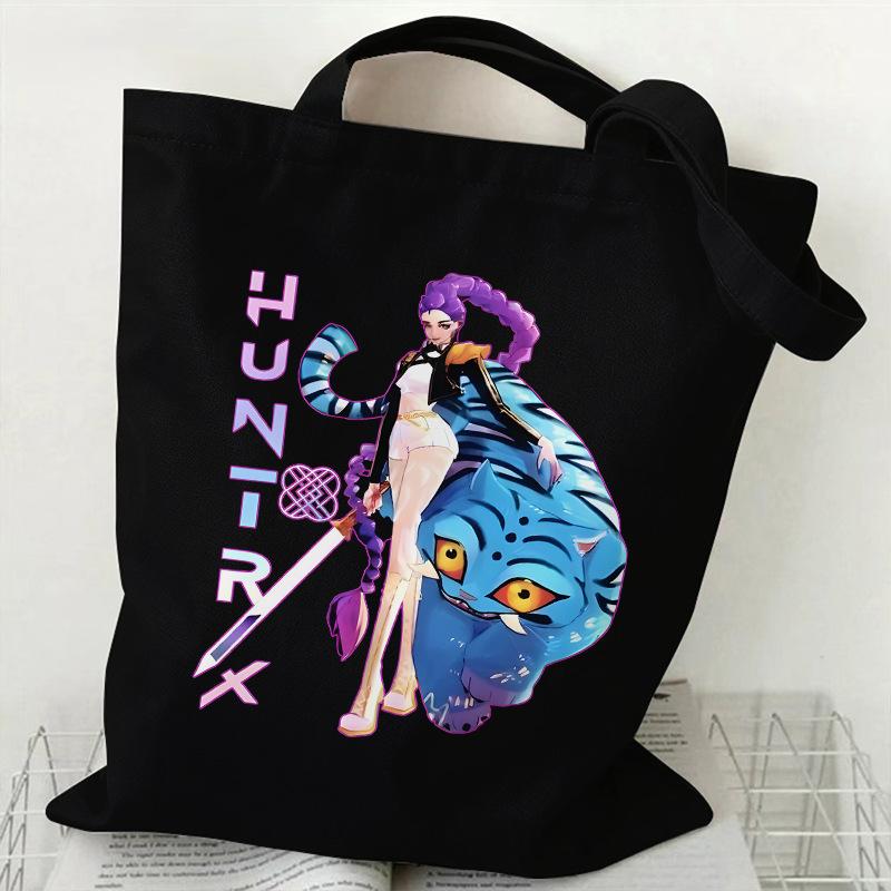 Spot KPOP Demon Hunter Group Printed Canvas Bag Student Daily Trend Handbag Shopping Bag