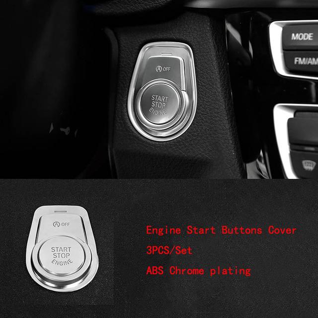Chrome Gear Shift Panel Front Headlight Switch Engine Start Stop P Shift Button Cover Trim For BMW 2 3 4 Series 3GT F30 F20 F36