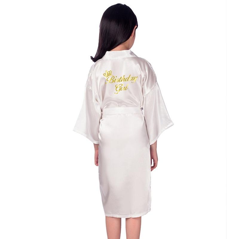 Bronzing Brithday Girl Birthday Girl Party Robe Thin Seven-Sleeve Children's Long Cardigan Robe