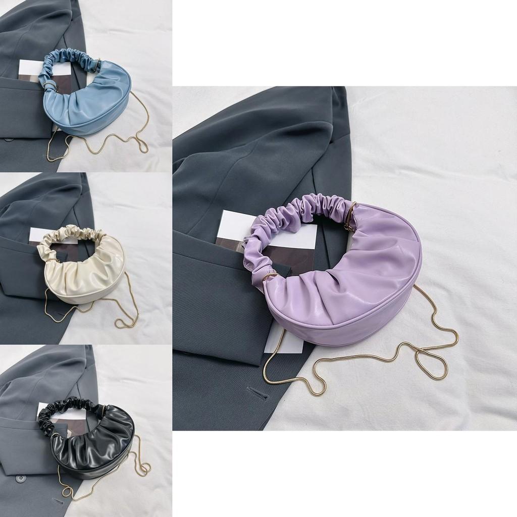 Trendy Black Moon Bag Stylish Chain Shoulder Bag Versatile Fashionable Handbag