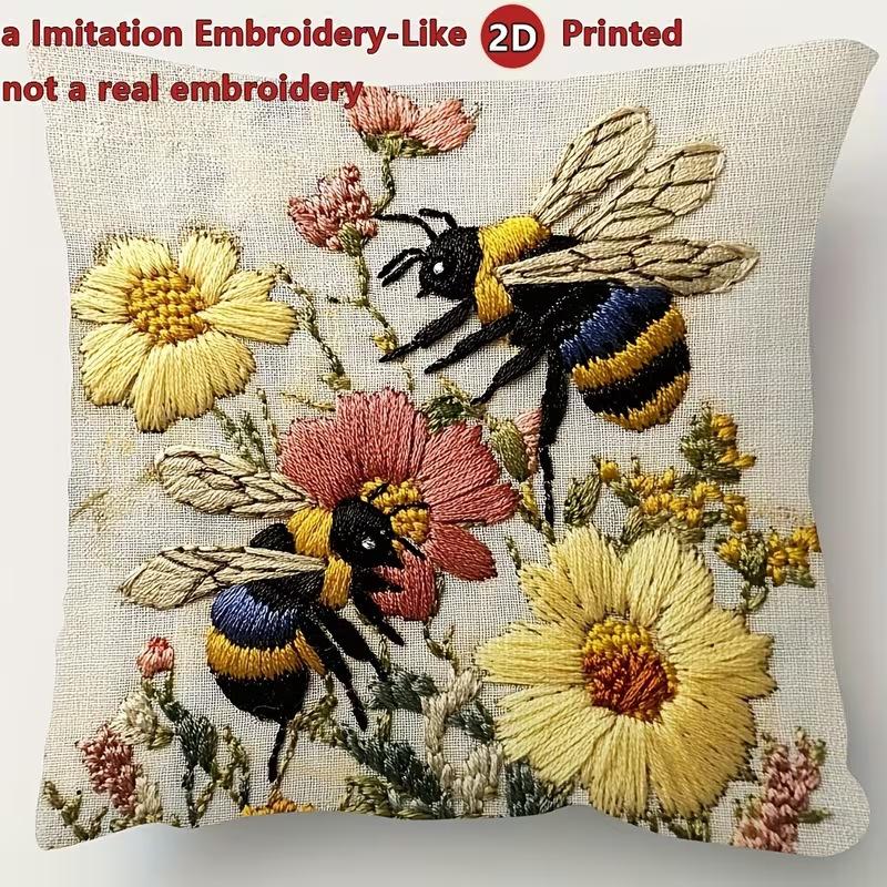 Cute Animals Print Pillowcase: 2D Flat Printing, Non-real Embroidery, Night Sofa  Night Sofa Cushion