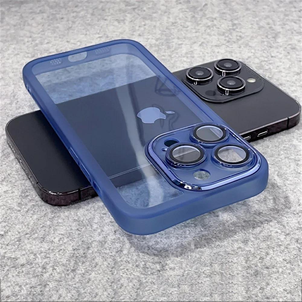 Shockproof Silicone Bumper Clear Phone Case For iPhone 17 Pro 16 15 14    11 Pro Max Camera Protection Transparent Cover For iphone11Pro фиолетовый