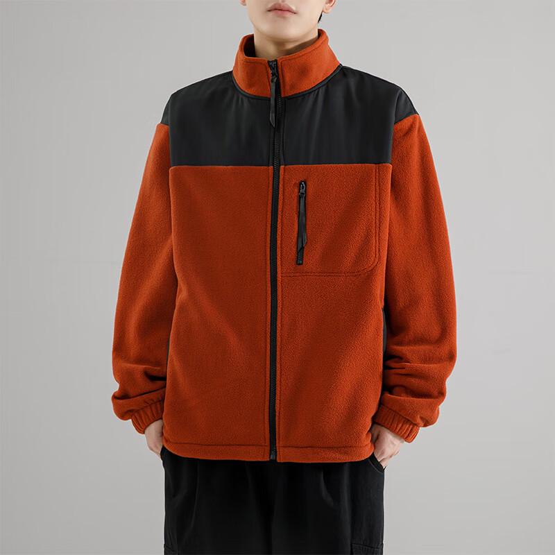 Huili Autumn/Winter American Style Color-Block Fleece Jacket