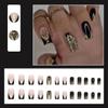 CherryBox Acrylic Reusable Press On Nails Artificial Fake False Extension Black Golden Glitter and Pink Design 24 Pieces Set (Jelly Glue Adhesive