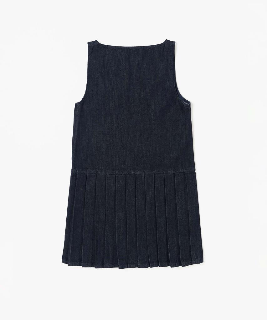Plack Woman Pleated Denim Dress Deep Indigo