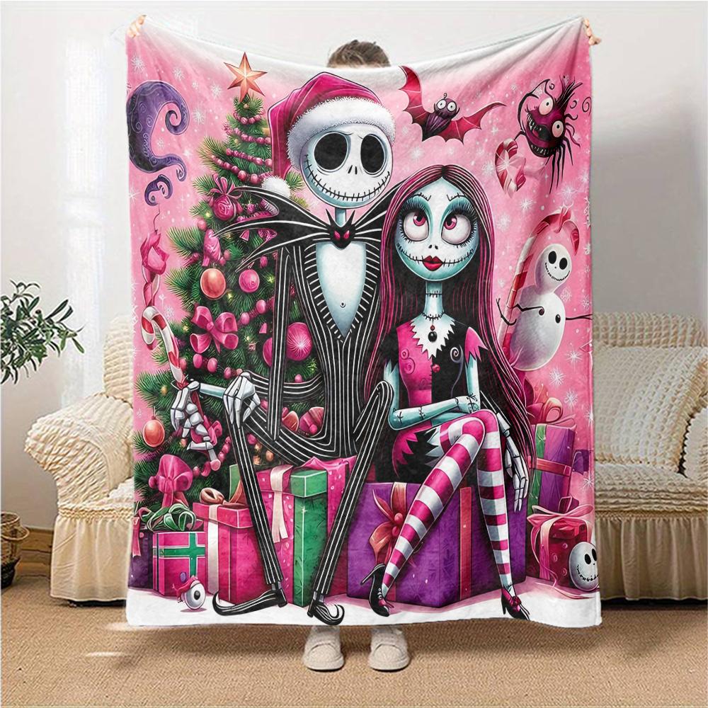 1Pc Christmas Nightmare Before Christmas Blanket Soft Throw Blanket For Home Bedroom Bed Sofa Travel Office Solid Christmas Blanket