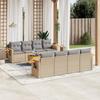 Vidaxl 9-Cz. Garden Furniture Set With Cushions, Beige, Poly Rattan