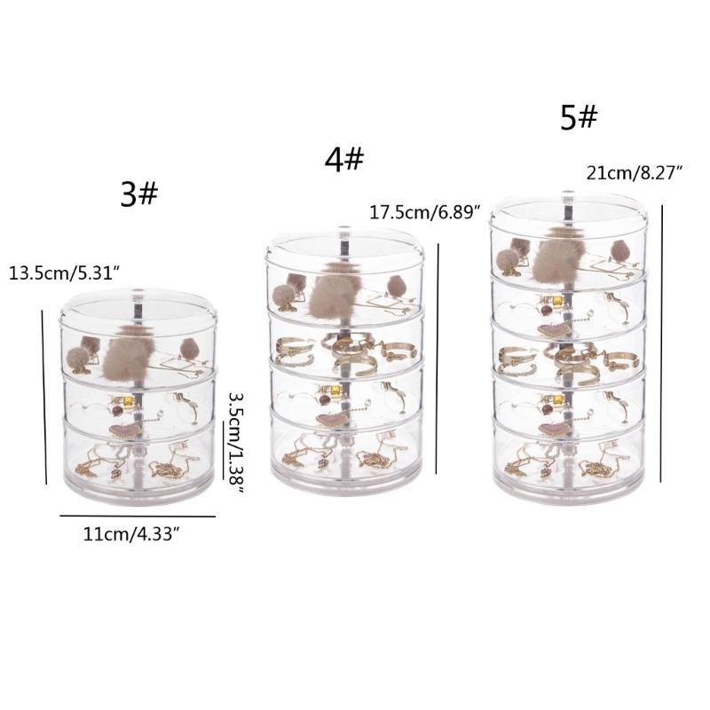 Practical Multilayer Clear Rotating Jewelry Box Case for Storing Displaying 3/4/5Tier Rotating Jewelry Holder Organizer