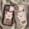 INS Korea Cartoon Bär Schleife Stoßfeste Handyhülle Für iPhone 11 15 14 Pro 13 12 Mini XR XS Max X 7 8 Plus Klare Harte Abdeckung
