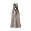 Spring 2025 Women's Fashion: European & American Style Backless Halterneck Silk Satin Short Dress