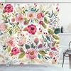 Vintage Garden Art Floral Shower Curtain, Heavy Weight Fabric, Washable Bath Curtains For Bathroom