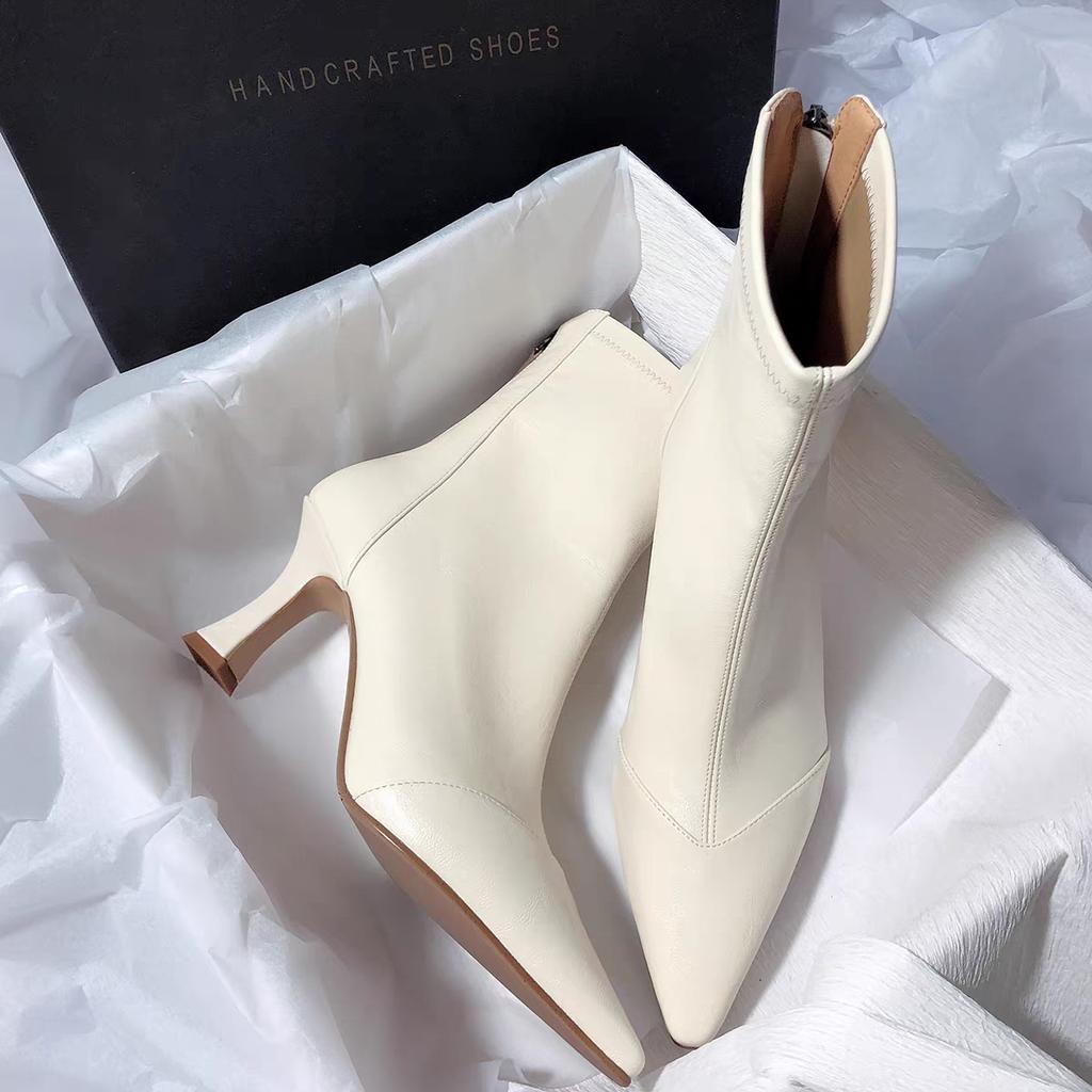 New Fashion Ankle Boots Women Pointed Toe Slim Short Ladies Booties Wedding Dress Shoes Autumn Winter Zapatos Mujer