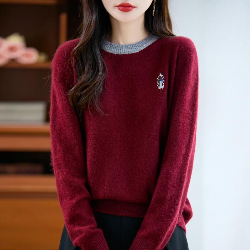 Women's Cashmere Sweater Qinghe Cashmere 30% Cashmere 70% Wool Autumn and Winter Pullover Warm and Fashionable