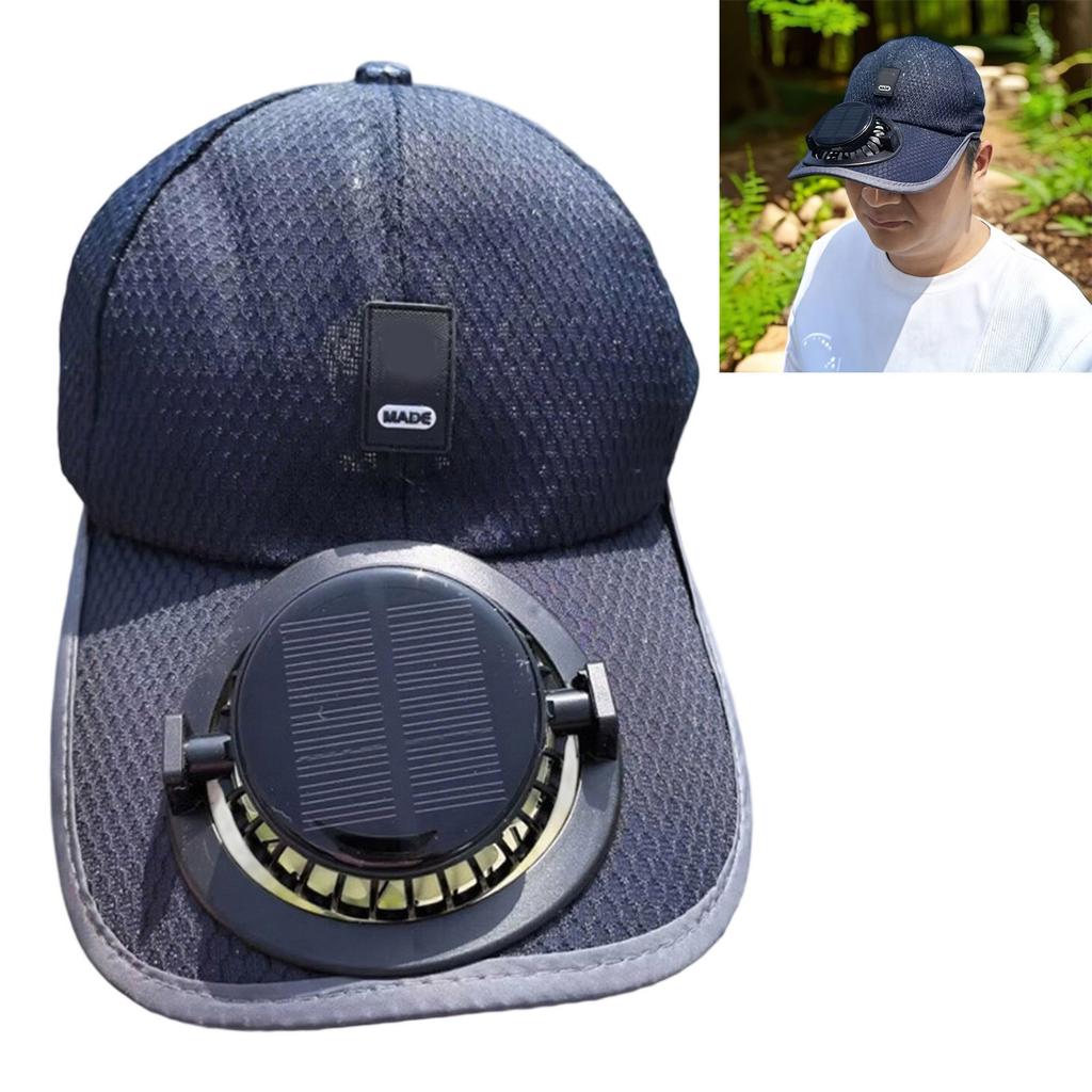 Solar Powered Cooling Hat Adjustable USB Rechargeable Fan Breathable Fabric For Outdoor Hiking Beach