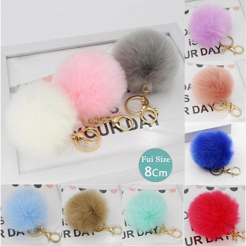 Adorable Cute Soft Rabbit Fur Ball Plush Key Chain For Bags And Car Accessories