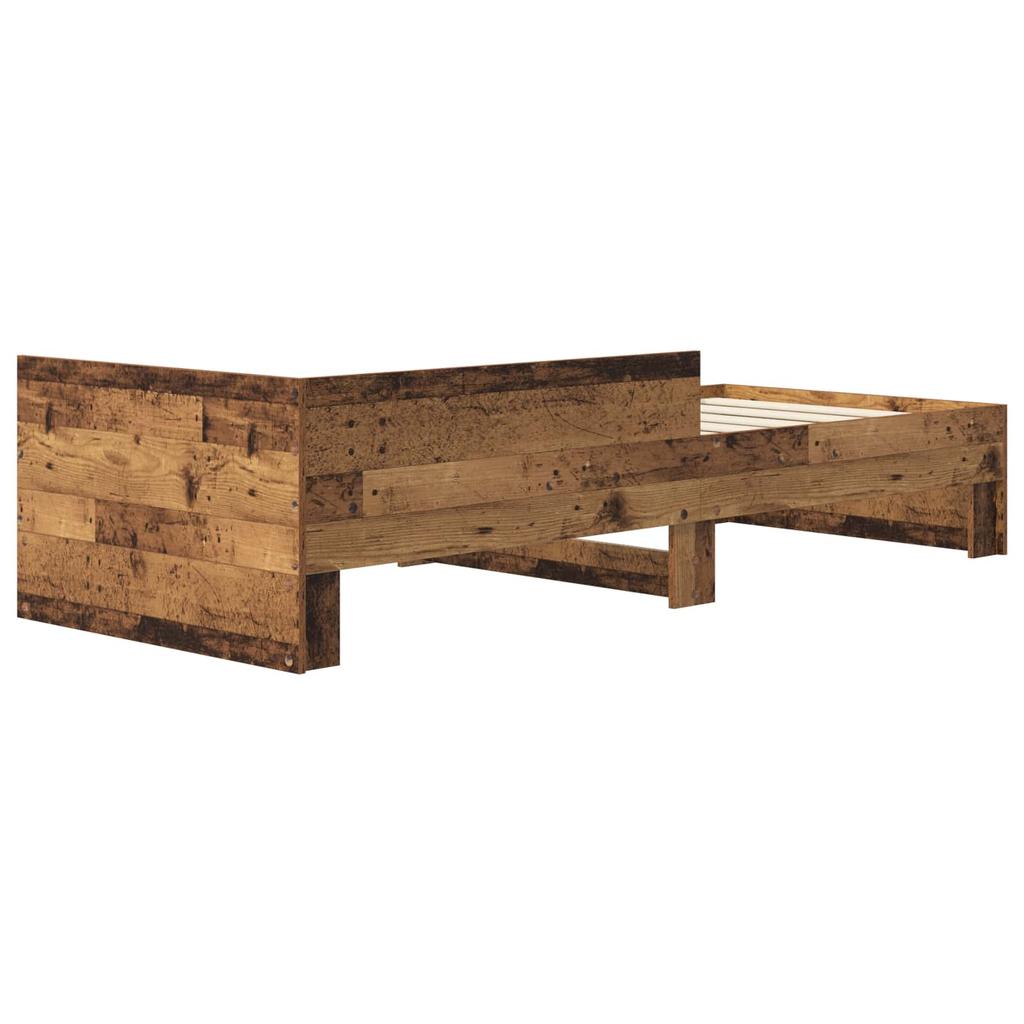 Bed Frame with Headboard Reclaimed Wood Look 80 x 200 cm Wood Based Material