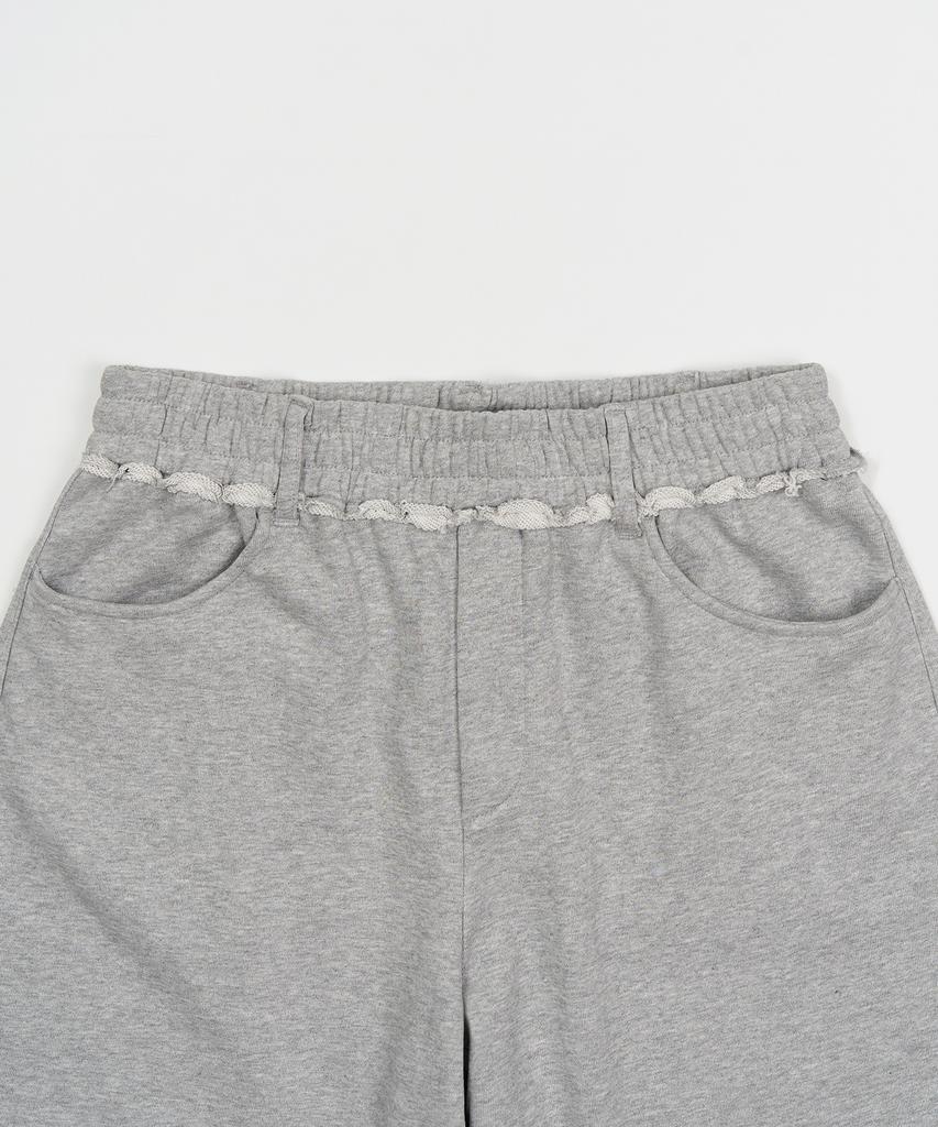 TOFFEE Cutoff Wide Sweatpants (Melange Grey)