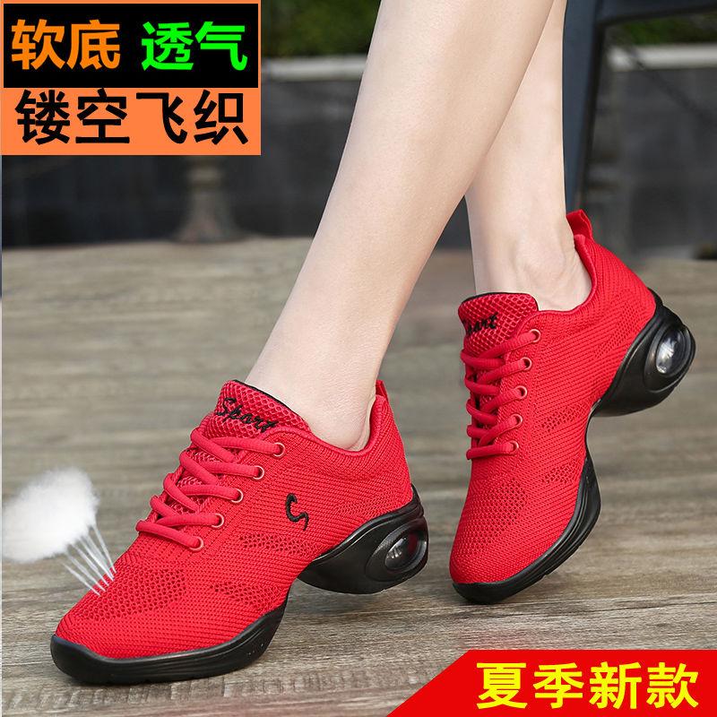 Frühlings- und Sommer-Quadratttanzschuhe, neue Modelle sind auf dem Markt, Tanzschuhe mit weicher Sohle und mittlerem Absatz, atmungsaktive Netz-Tanzschuhe, Matrosen-Tanzmodelle