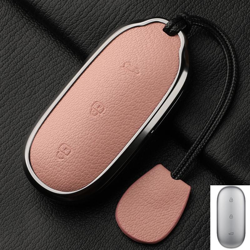 For Lixiang L9 L7 L8 L6 Key Fob Cover Leather Car Case Aluminum Buckle Alloy Keychain Accessories G4B7 Li Auto Inc
