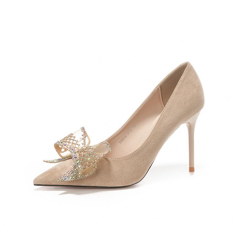 

Новые замшевые свадебные туфли с бантом, туфли на шпильке, удобные и универсальные 34