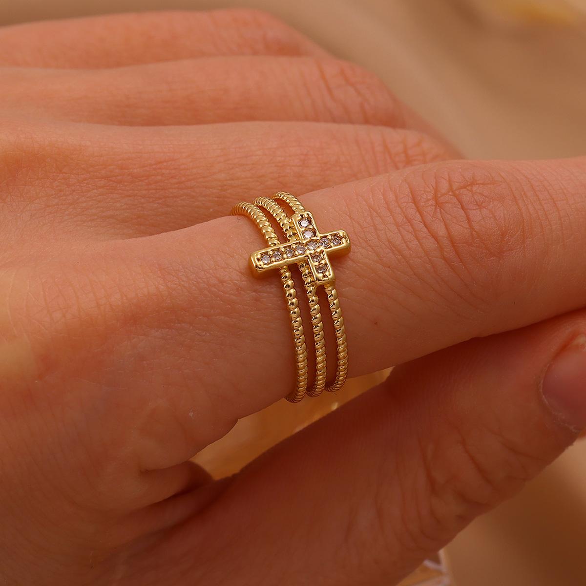 

Shiny Rhinestone Ring For Women Party Gold Color Fashion Double Layer Zircon Anillos Geometric Jewelry Accessories 2026 New Gift resizable