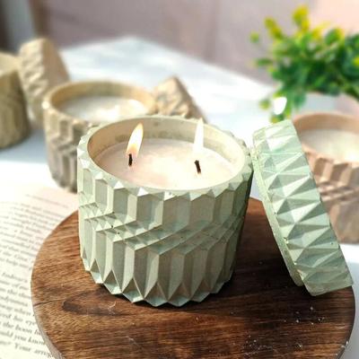Mit Deckel Runde Kerzenglas Silikonformen DIY Zement Beton Aufbewahrung Wachsflasche Gips Topf Herstellung Handarbeiten Geschenk Heimdeko