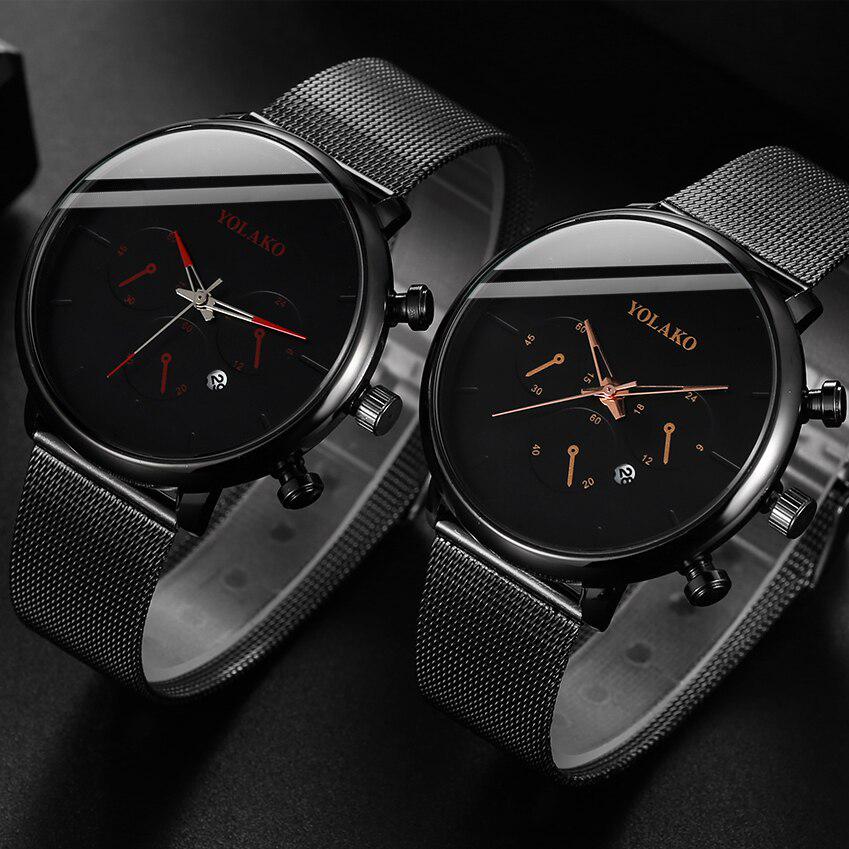 Ofertă bună pentru bărbați Ceas de afaceri din plasă din oțel inoxidabil negru Ceas sport de lux cu ceasuri de mână Ceas de cuarț pentru bărbați