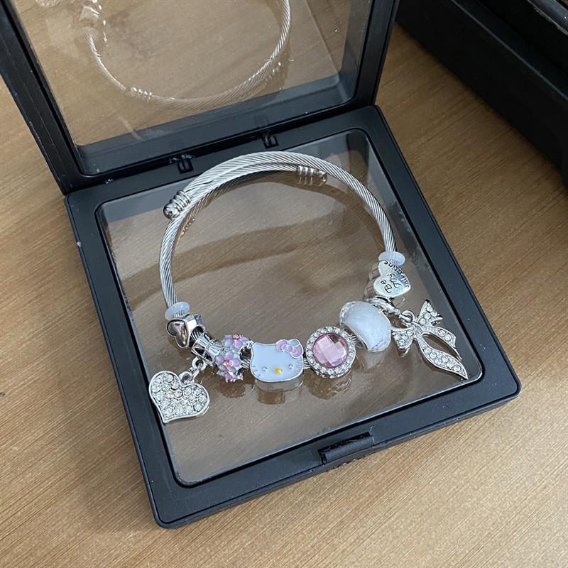 Panjia Dora Women's Stainless Steel Beaded Bracelet - European American Versatile Luxury Jewelry