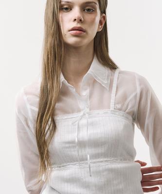Podeowedeo Lace Ribbon Top (White)