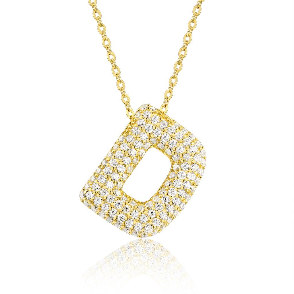 Letter Pendant Necklace 925 Silver Plated 18K Gold Collarbone Chain Fashionable Versatile Moissanite Chain