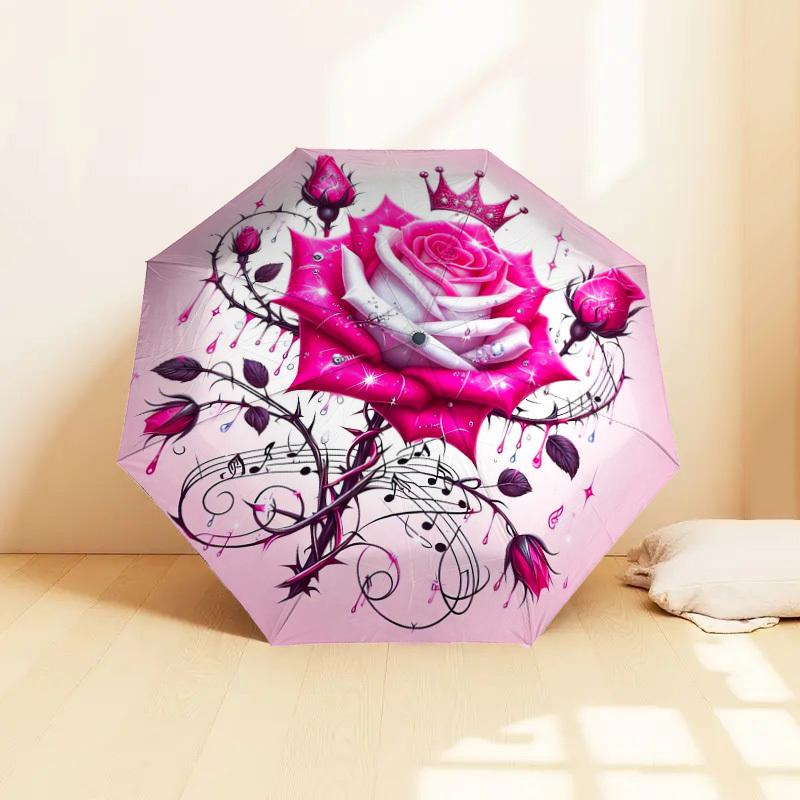 1pc Rose Crown Pattern Umbrella  Automatic Opening and Closing Umbrella, High quality Umbrella, Ideal Gift for Her 185