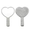 Travel Diamond Makeup Mirror Love Heart Bling Cosmetic Beauty Tools Handheld Vanity Portable Make Up Mirror for Girls Gifts