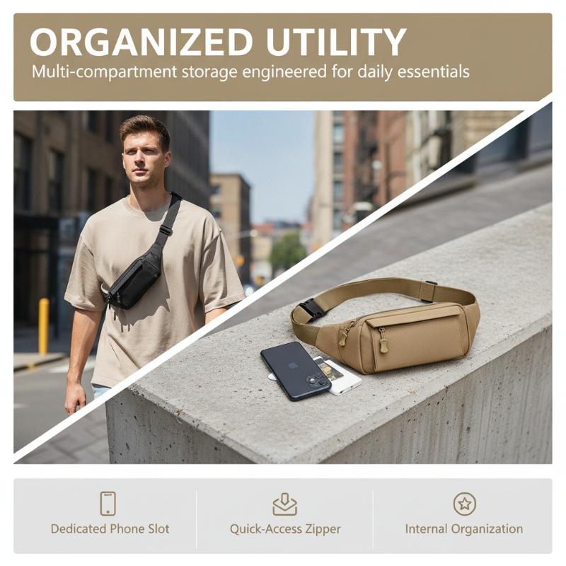 Tactical Waist Pack for Men Waterproof Wear-resistant Belt Bag Multi-pocket Fanny Pack for Hiking Travel Daily Commute