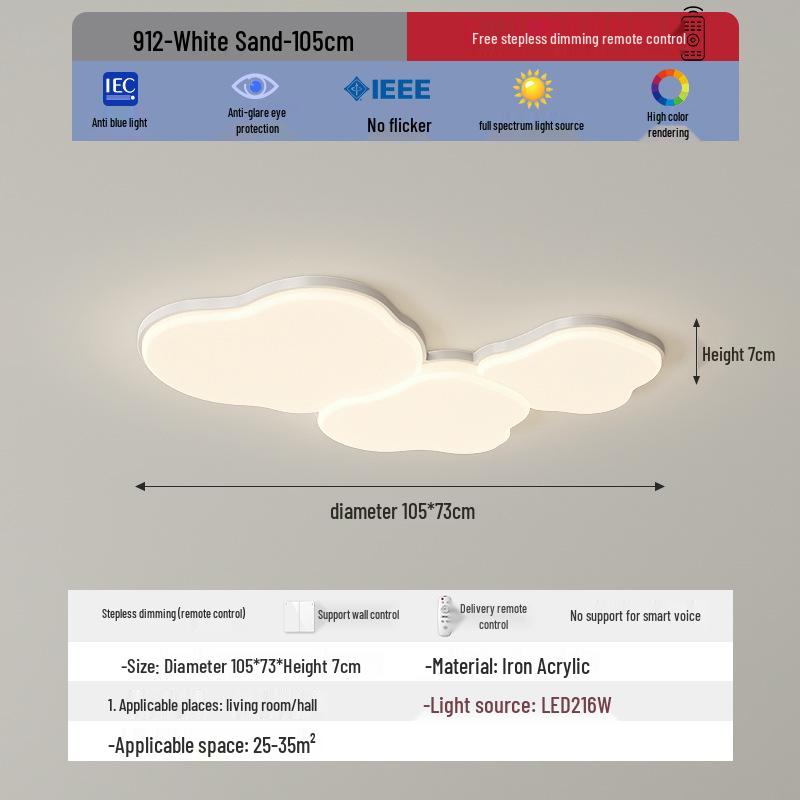 Cream Style Modern Minimalist Full Spectrum Ceiling Light for Eye-Protection In Children's Room and Master Bedroom
