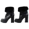 Great LOUIS VUITTON Short Boots LV Logo Metal Back Zip Leather Shearling Women  Used