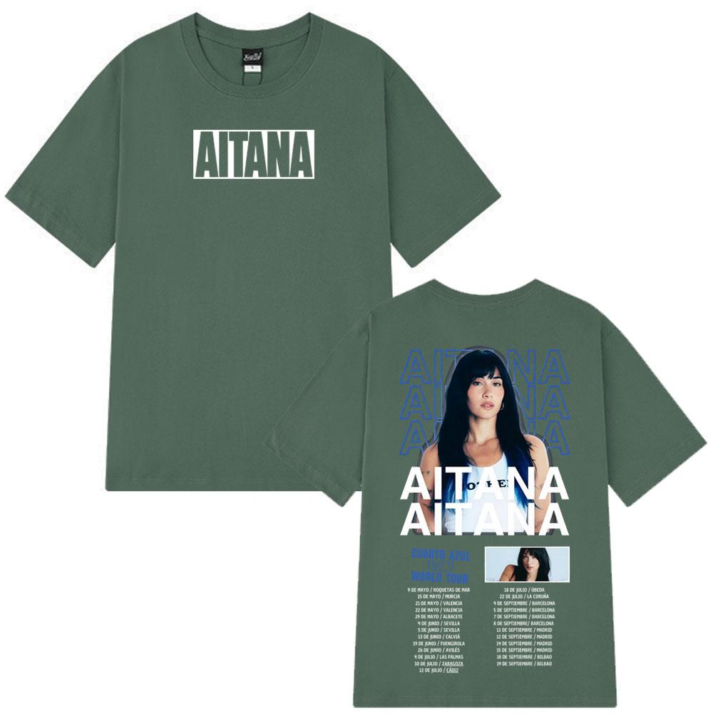 Singer Aitana Cuarto Azul Album 2026 Tour T Shirt Men Women Aesthetic Trend T-shirt Short-sleeved Loose Casual Cotton T-shirts