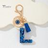 Durable Keychain Charm Blue Series Pendant, Initial Letter Key Chain with Eyes Keyring Tassel Design, A-Z Holder for Bags Backpacks Cars Accessories