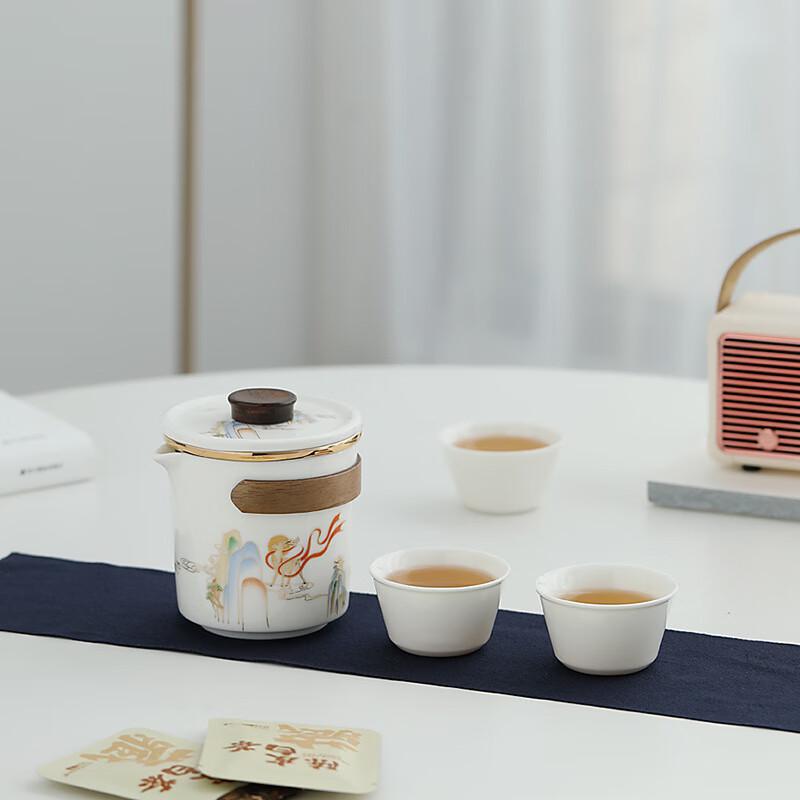 OIMG Portable Ceramic Travel Tea Set