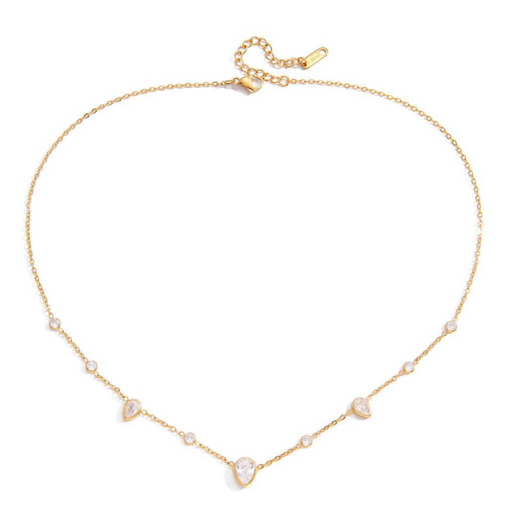 Light Luxury High-end Water Drop-shaped Zircon Necklace Accessories