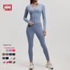 Gray & Blue High Elastic Yoga Suit: Tall Slim Waist & Lifting Buttocks Fitness Set